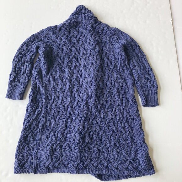 TOMMY BAHAMA Blue Open Front Cable Knit Cardigan Sweater BeachWomens Small - Picture 4 of 9